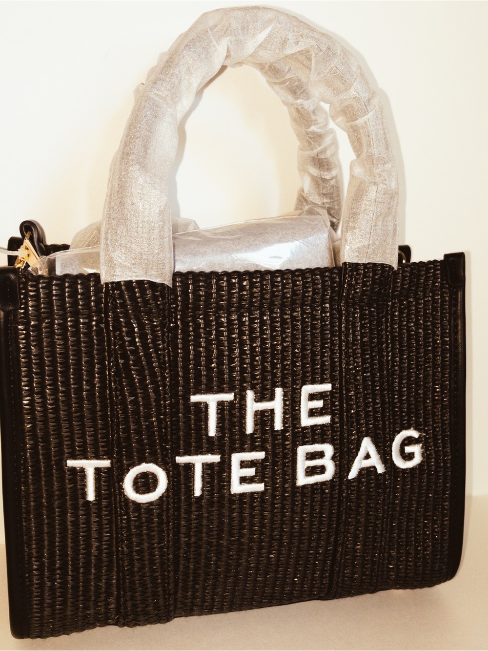 totes Black Woven Tote with White Embroidered Logo